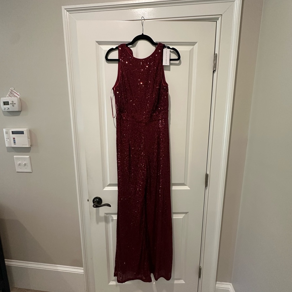 Baltic Born Hilary Sequin Jumpsuit in Wine